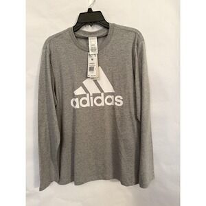 New Adidas Men's Sportswear Essentials Long Sleeve T-Shirt Gray Medium